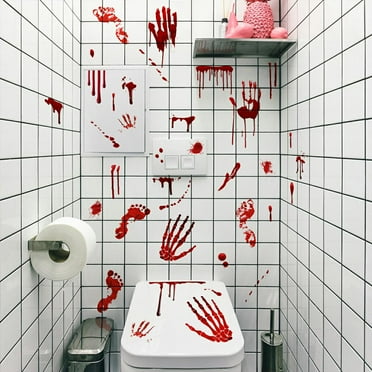 Bloody Handprint Footprint Decals for Halloween Party Indoor Outdoor Window Wall Decorations