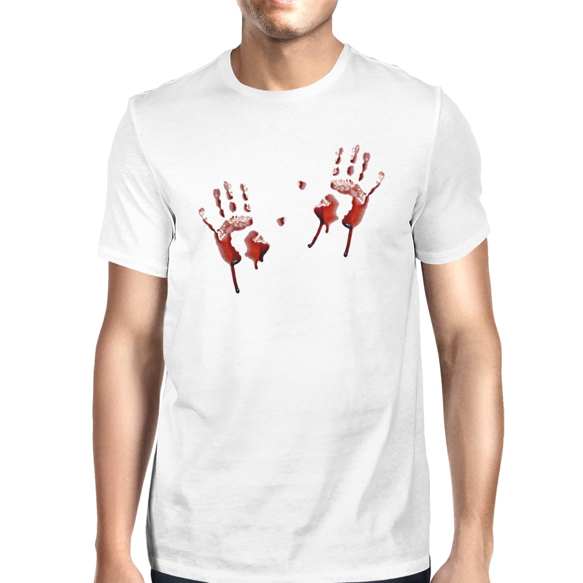 Bloody Handprints Night Mens Shirts T-Shirt Halloween White Horror