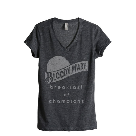 Bloody Mary Breakfast Of Champions Women's Fashion Relaxed V-Neck T-Shirt Tee Charcoal Grey Large