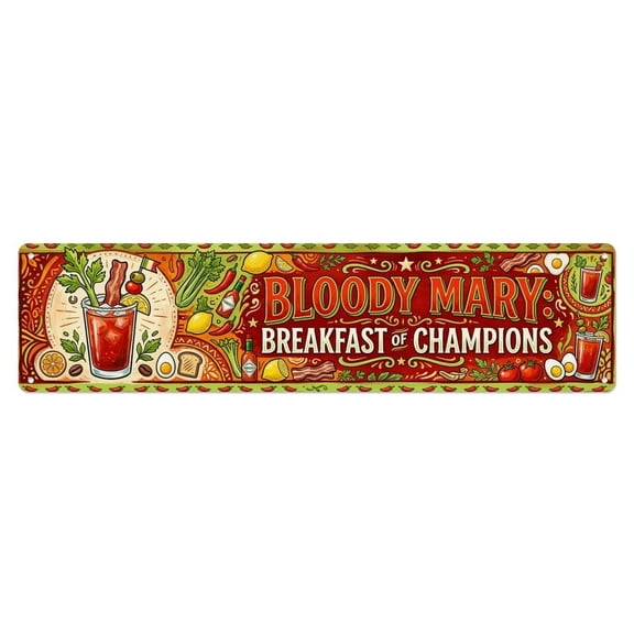 Bloody Mary Brunch Beverage Vintage Metal Tin Sign Plaque Wall Decor for Cafe, Club, Garden Metal Poster 4x16Inch