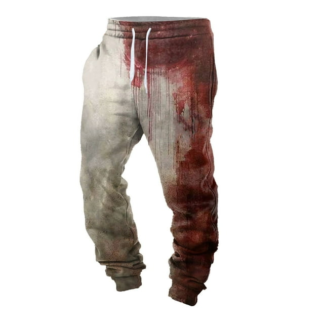 Bloody Problem Solved Halloween Print Pants Bloody Pants for Men Horror ...