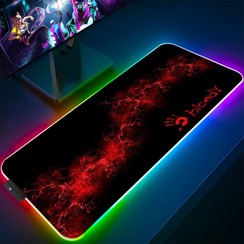 Bloody RGB Gaming Mouse Pad Large Size Colorful Luminous for PC
