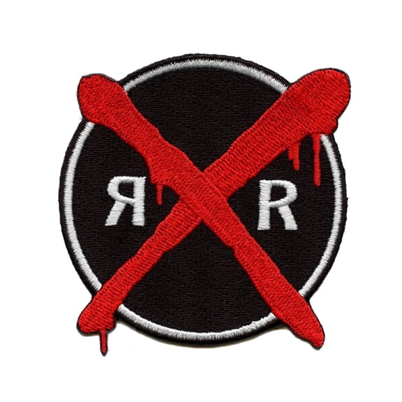 Bloody Railroad Crossing Sign Patch Horror Train Drip Embroidered Iron On