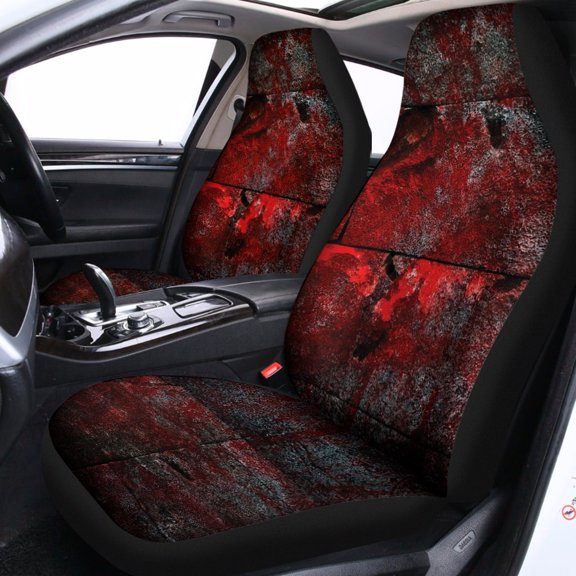 Bloody Room Car Seat Covers Set 2Pc With Foaming Lining, Halloween Decorative Automotive Car Decor. Halloween Car Decor