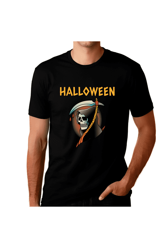 Bloody Skeleton Shirt Mens Halloween Shirt Halloween Gifts Grim Reaper Shirt Halloween Clothes for Men