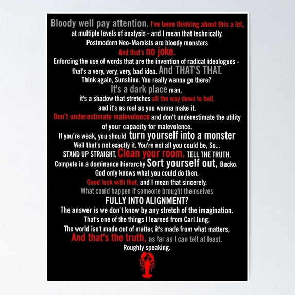 Bloody Well Pay Attention. Sort Yourself Out. Jordan Peterson Montage Poster- Unframed Poster | Wall Art | Perfect For Home Decor & Gifts, 12x18