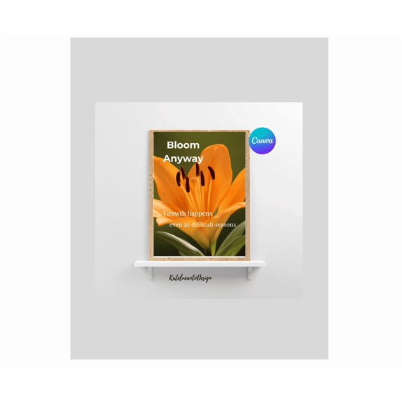 Bloom Anyway Wall Art Motivational Quote Poster Neutral Minimalist Poster Inspirational Modern Home Decor