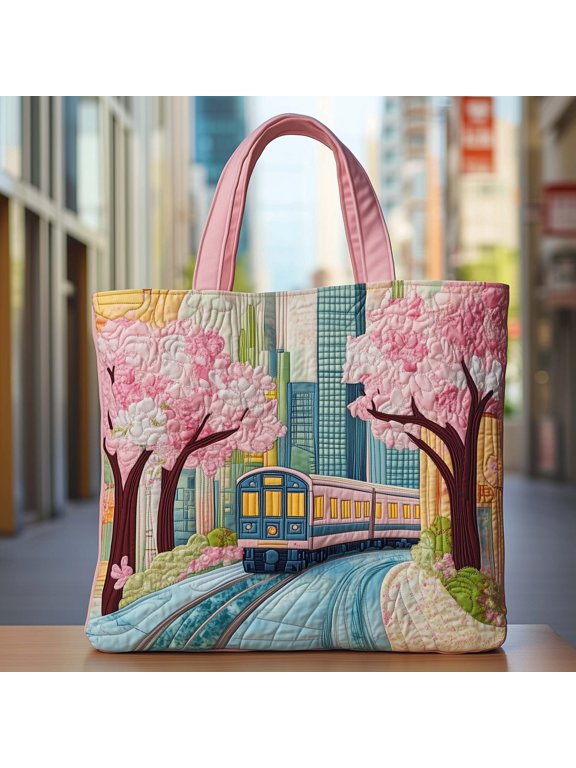 Bloom Avenue Quilted Tote Bag, Stylish Shoulder Bag for Shopping and Weekend Travel
