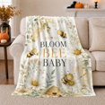 thumbnail image 1 of Bloom Bee Baby Quote with Smiling Bees Daisies and Honeycomb, Cheerful Watercolor Garden Style for New Parents, Soft Flannel Blanket for Nursery and Playroom, Baby Shower Gift, Home Decor, 1 of 9