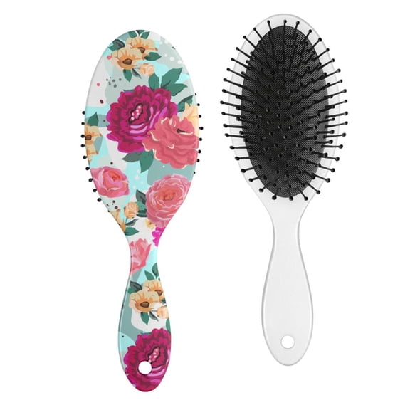Bloom Blossom Hair Brush, Country Rustic Farmhouse Style Detangler with Watercolor Floral Pattern, Artistic Paddle Brush for Hair Care