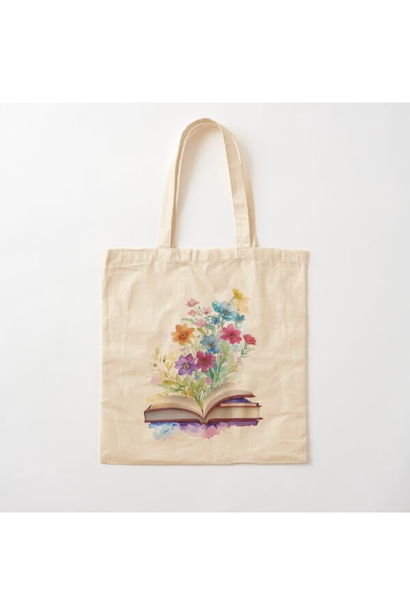 Bloom Book Cotton Tote Bag Canvas Tote Bag, Family Gift For Mother, Her