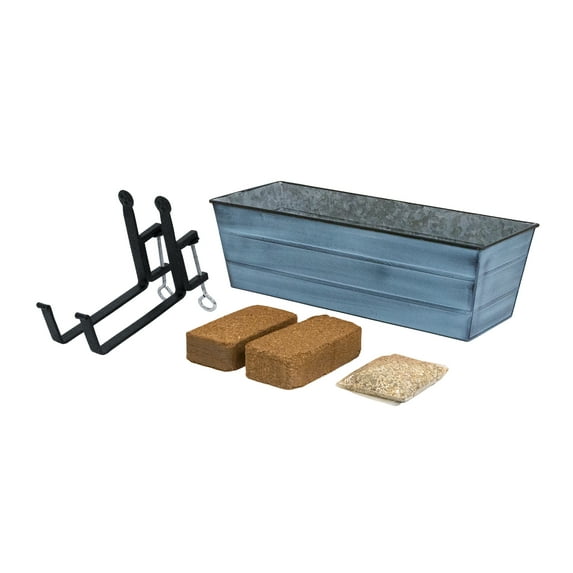 Bloom Box Garden Growing Kit, Medium Blue with Clamp-On Brackets