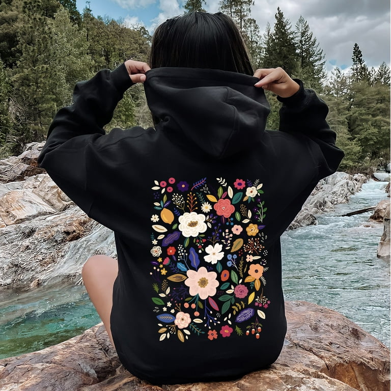 Floral print hoodie discount