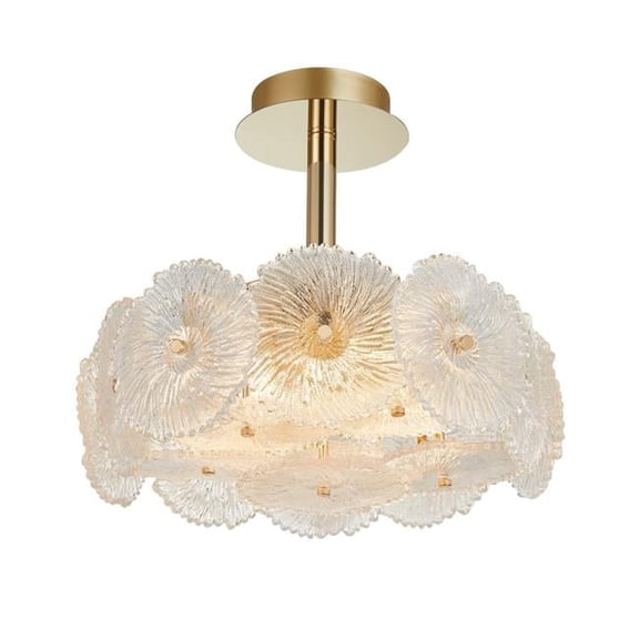 Bloom Collection 6-Light Semi-Flush Mount Ceiling Light - Brass - Dimmable