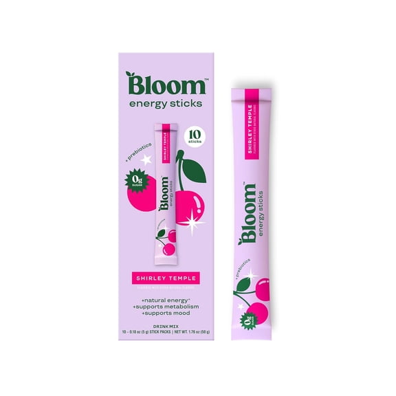 Bloom Nutrition Energy Powder Drink Mix, Shirley Temple, 10 Count