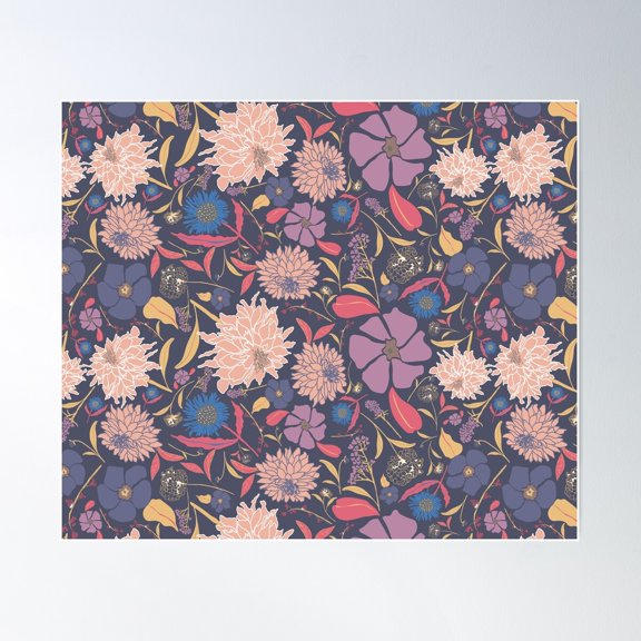 Bloom Flowers Poster Wall Art, Modern Wall Decor For Living Room Bedroom, 8x12 UNFRAMED