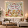 thumbnail image 1 of Bloom Gentle, Laugh Often with Bunny Garden, Whimsical Cottagecore Style for Cottagecore Fans, Floral Wall Art, Housewarming Gift, Tapestry Wall Hanging for Nursery and Bedroom, 1 of 7