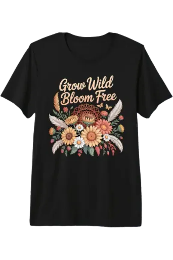 Bloom Grow Wild Free Boho Wildflower Bouquet Nature Art Tri-Blend T-Shirt