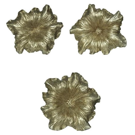 Crestview Collection CVBWF627 Bloom Hanging Set, Resin Silver Leaf Finish