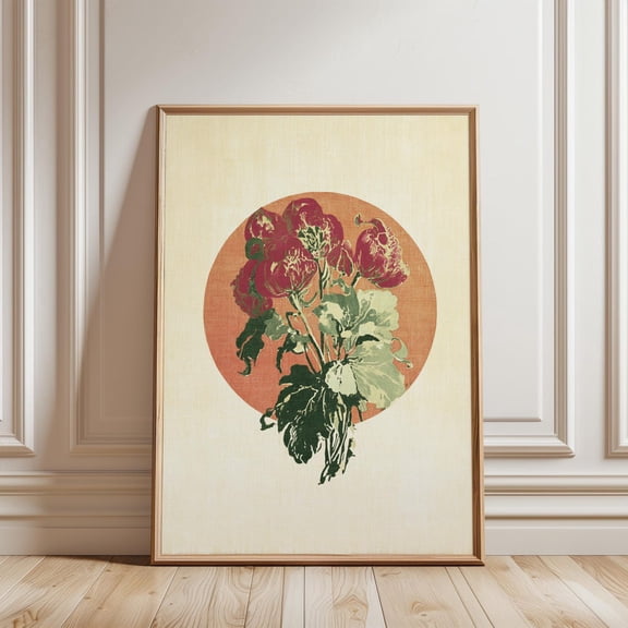 Bloom Illustration Botanical Vintage Floral Circle Design Home Art Decor Unframed Paper Print