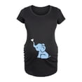 thumbnail image 1 of Instant Message - Blue Baby Elephant - Women's Maternity Scoop Neck Graphic T-Shirt, 1 of 5