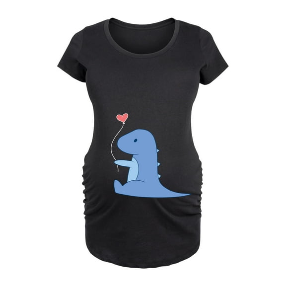 Bloom Maternity - Blue Dinosaur Art - Women's Maternity Scoop Neck Graphic T-Shirt
