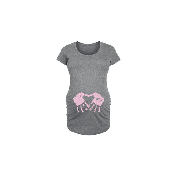 Bloom Maternity - Handprint Heart Girl Belly - Maternity Scoop Neck T-Shirt