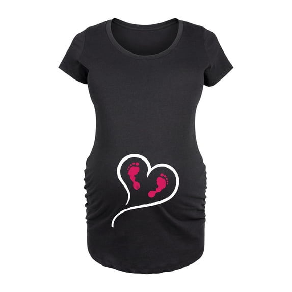 Instant Message - Footprints Heart - Women's Maternity Scoop Neck Graphic T-Shirt