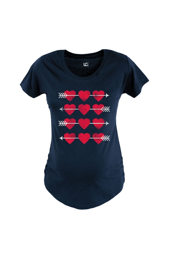 - Hearts and Arrows Grid - Maternity Scoop Neck T-Shirt