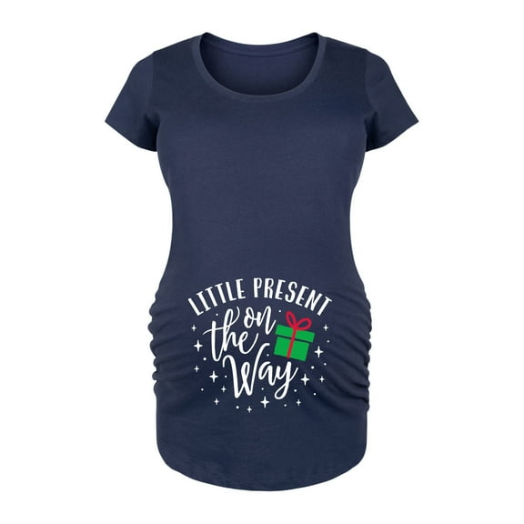 Bloom Maternity - Little Present On The Way Belly - Maternity Scoop Neck Graphic T-Shirt