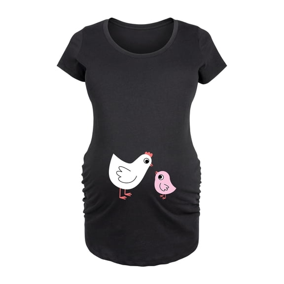 Bloom Maternity - Mama Baby Chicken Pink - Maternity Scoop Neck T-Shirt