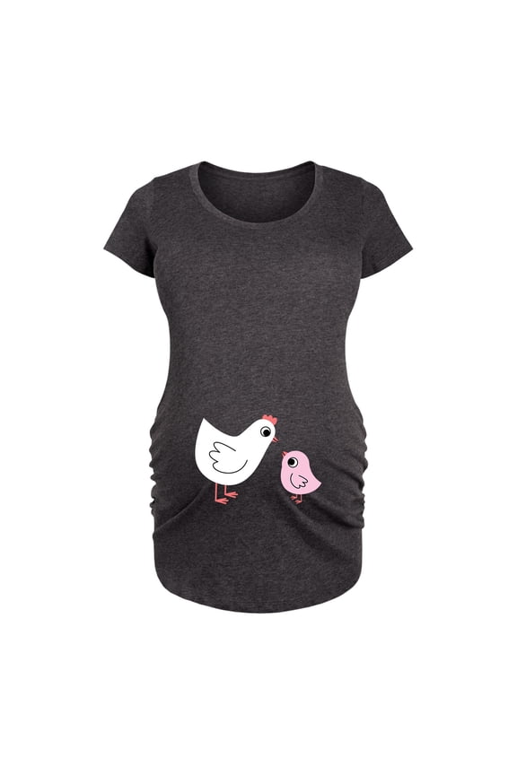 - Mama Baby Chicken Pink - Maternity Scoop Neck T-Shirt