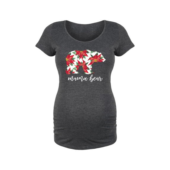 Bloom Maternity - Mama Bear Poinsettia Fill - Maternity Scoop Neck T-Shirt