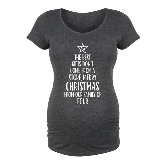 Bloom Maternity - Merry Christmas Family Of Four - Maternity Scoop Neck T-Shirt