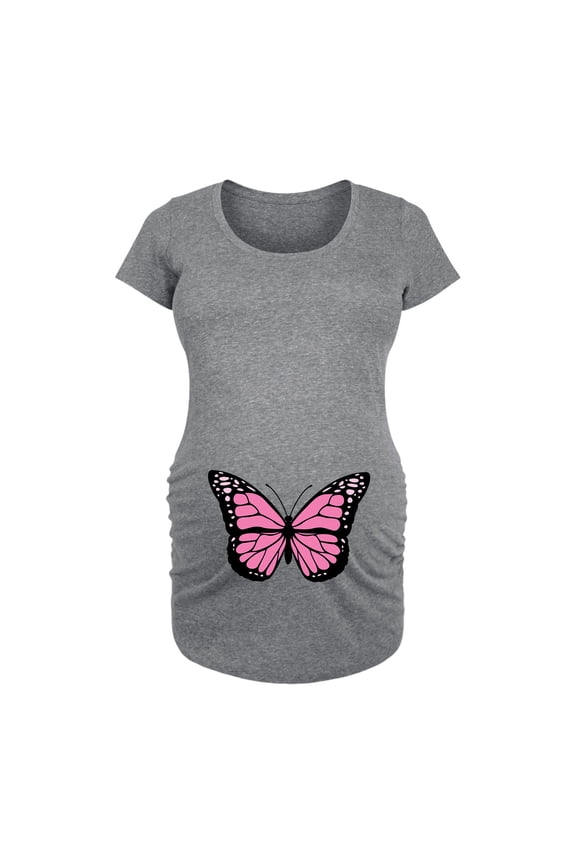 - Pink Butterfly - Maternity Scoop Neck T-Shirt