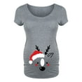 thumbnail image 1 of Bloom Maternity - Reindeer Face With Santa Hat - Maternity Scoop Neck T-Shirt, 1 of 5