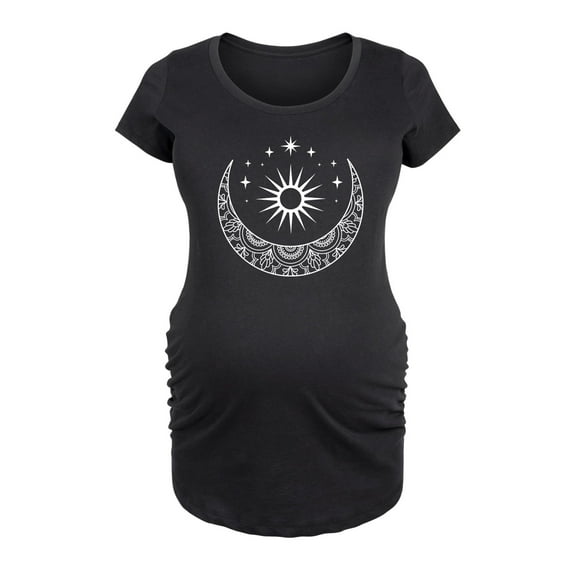 Bloom Maternity - Sun Moon Rainbow Stars - Maternity Scoop Neck T-Shirt