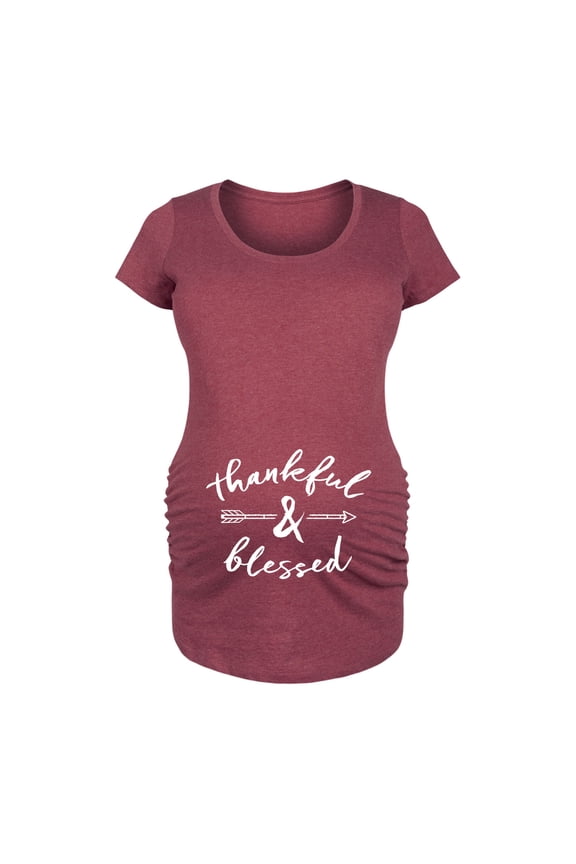 - Thankful And Blessed Belly - Maternity Scoop Neck T-Shirt