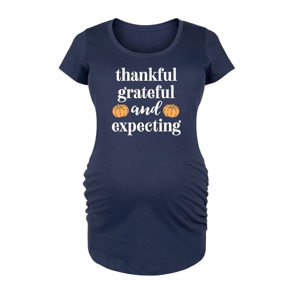 Bloom Maternity - Thankful Grateful Expecting - Maternity Scoop Neck T-Shirt