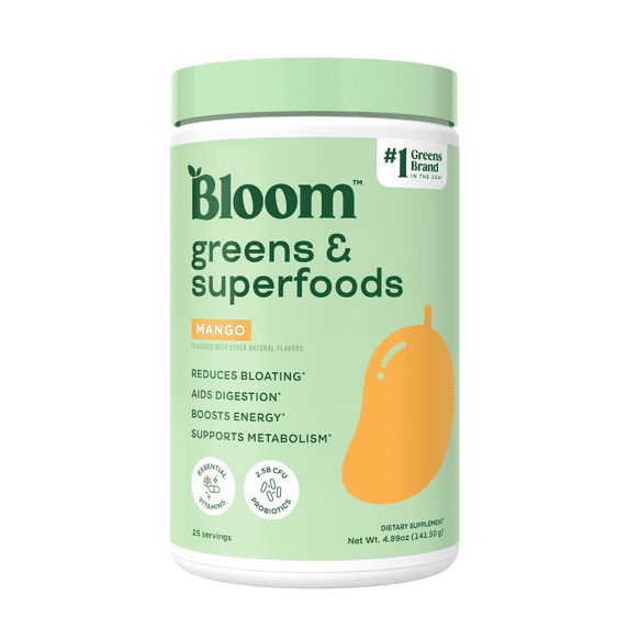 Bloom Nutrition Greens & Superfoods Powder, Mango, 25 Servings