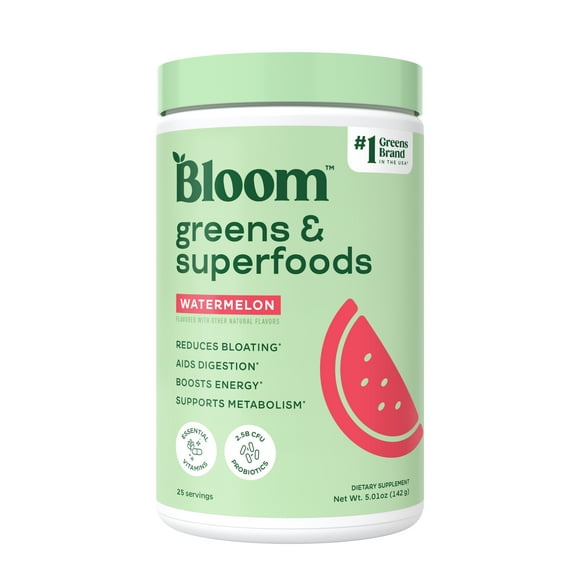 Bloom Nutrition Greens & Superfoods Powder, Watermelon, 25 Servings