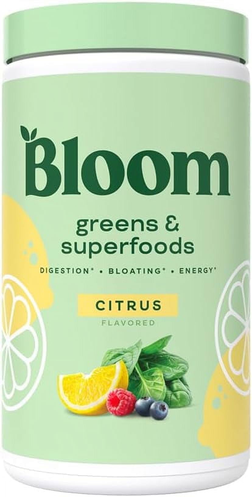 Bloom Nutrition Greens & Superfoods Powder, for Digestive Health, Citrus, 60 Servings