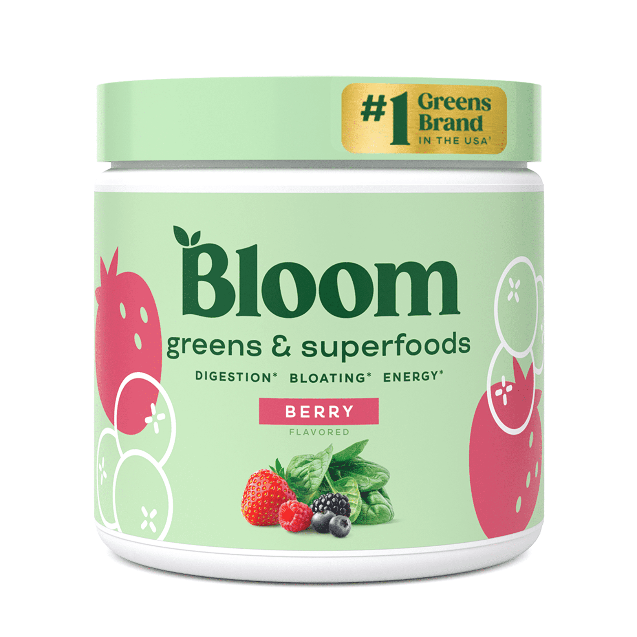 Bloom Nutrition Greens & Superfoods Powder, for Digestive Health, Mixed Berry, 30 Servings