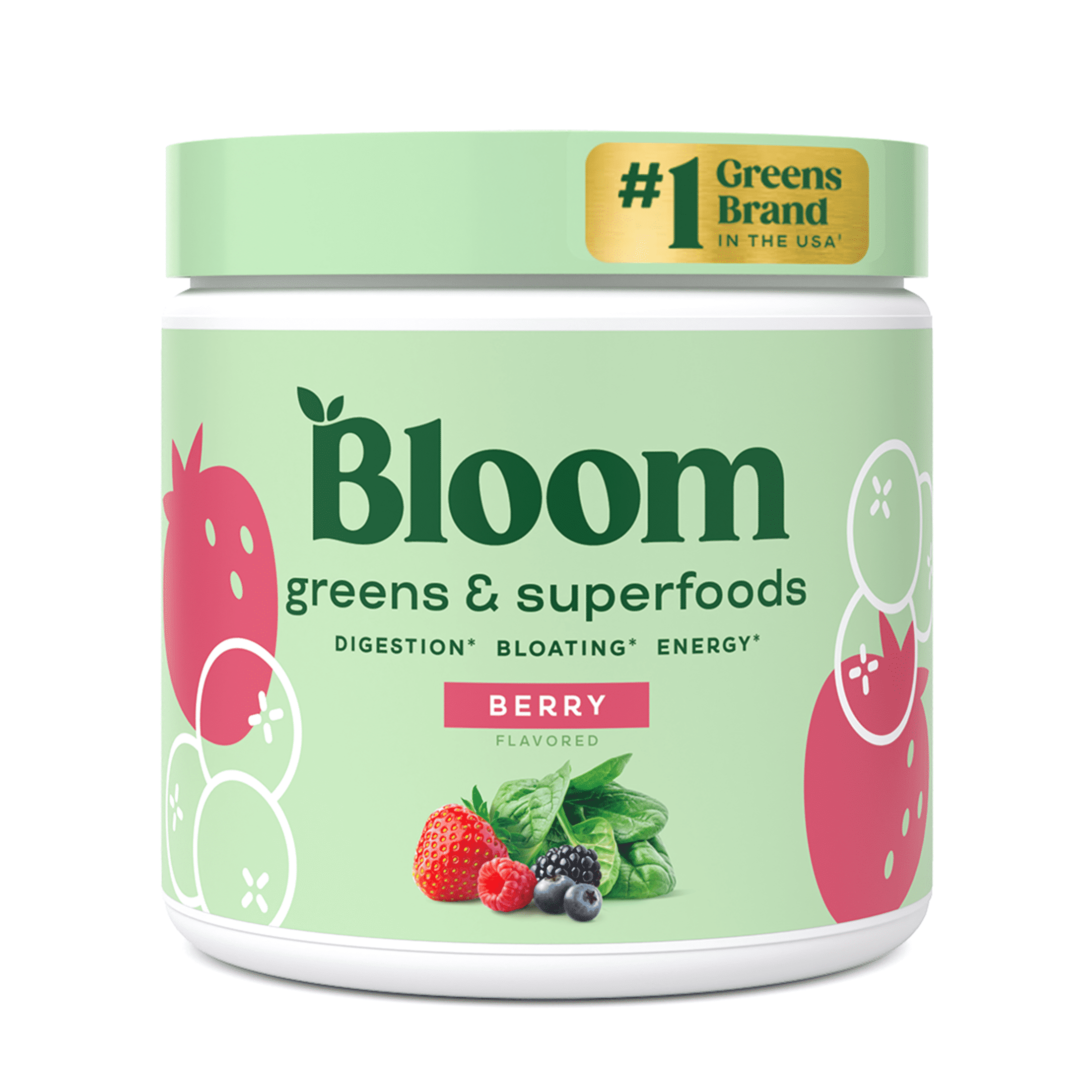 Bloom Nutrition Greens & Superfoods Powder, for Digestive Health, Mixed Berry, 30 Servings