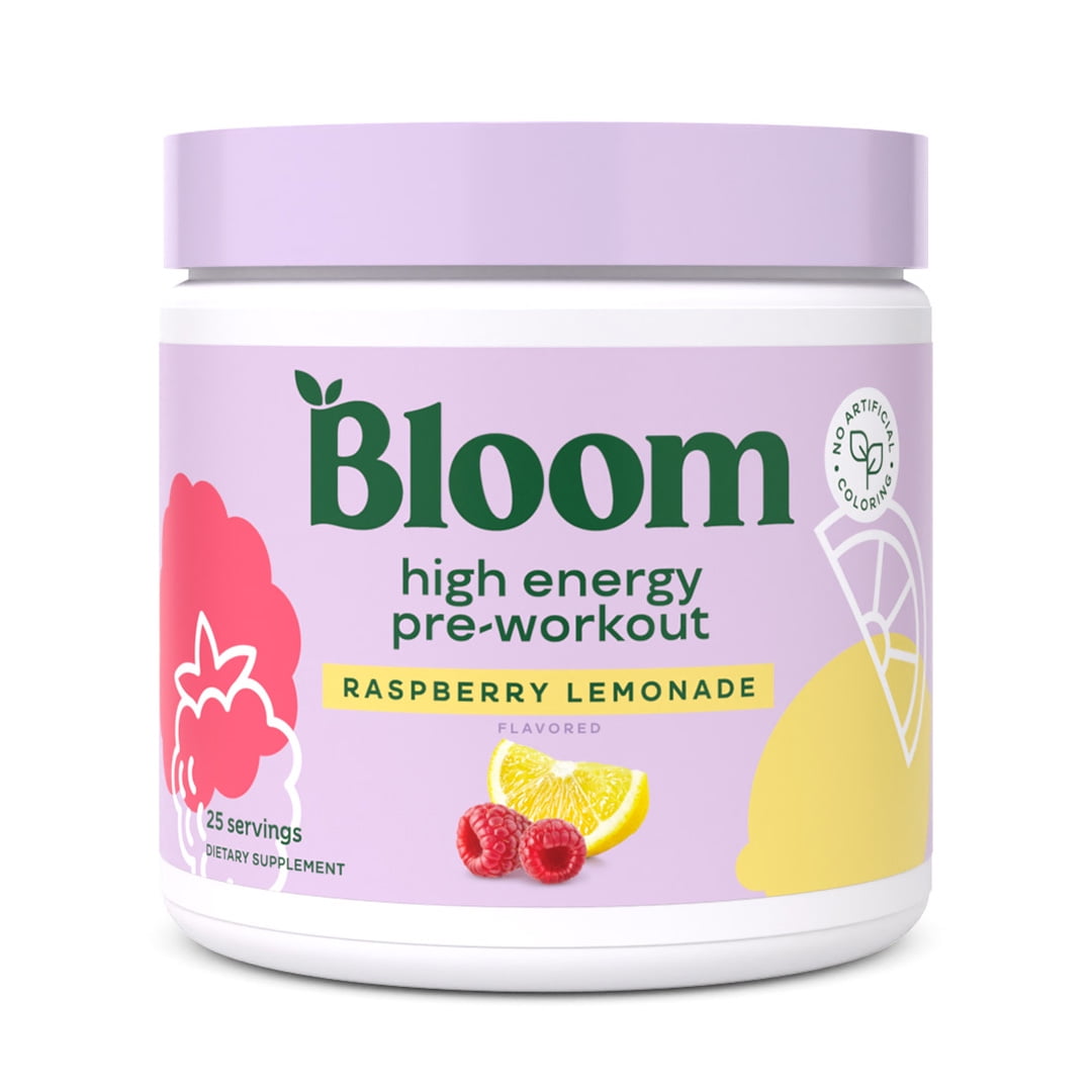 Bloom Nutrition High Energy PreWorkout, Raspberry Lemonade, 25