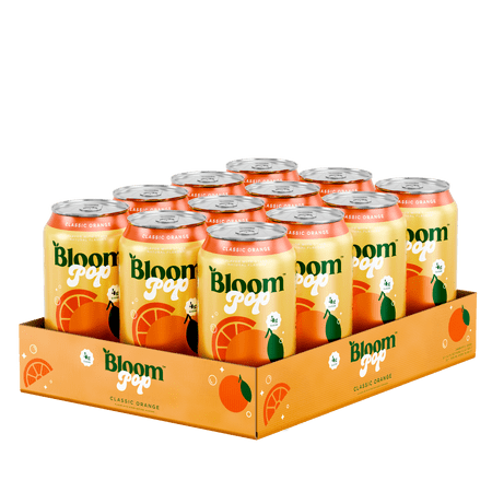 Bloom Nutrition Pop Prebiotic Soda, Classic Orange, 12 fl oz, 12 Pack