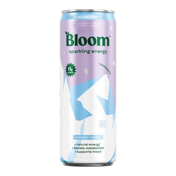 Bloom Nutrition Sparkling Energy Drink, Glacier Crush, 12 fl oz Single Can