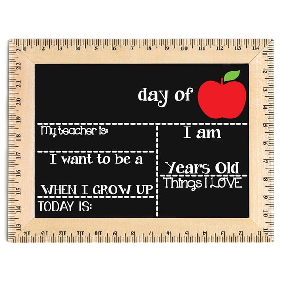 Bloom Owl First Day of School Chalkboard Sign - 11.5"x15" Reusable Back to School Photo Prop with Wooden Ruler Frame for Preschool, Kindergarten, and Beyond