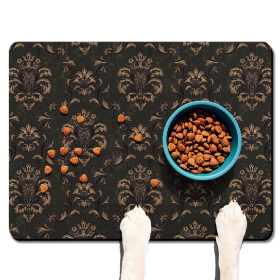Bloom Pet Food Mat - Romantic Floral, Non-Slip Absorbent Dog Feeding Placemat