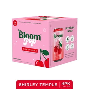 Bloom Nutrition Pop Shirley Temple Prebiotic Soda, 12 fl oz, 4 Pack Cans